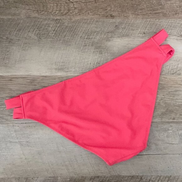 🌺 Zeraca Halter Coral Pink Bright Fringe Halter Tie Bikini Set L (12-14) - Picture 8 of 15